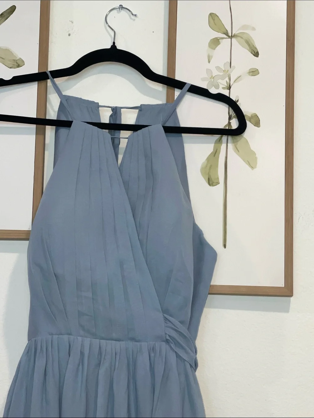 Elegant Slate Blue Halter Maxi Dress